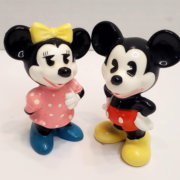 Vintage Disney Porcelain Figurines, Mickey and Minnie Statues - Picture 2 of 11